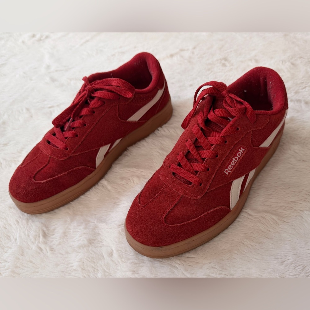 Reebok Red Suede Sneakers with Gum Sole